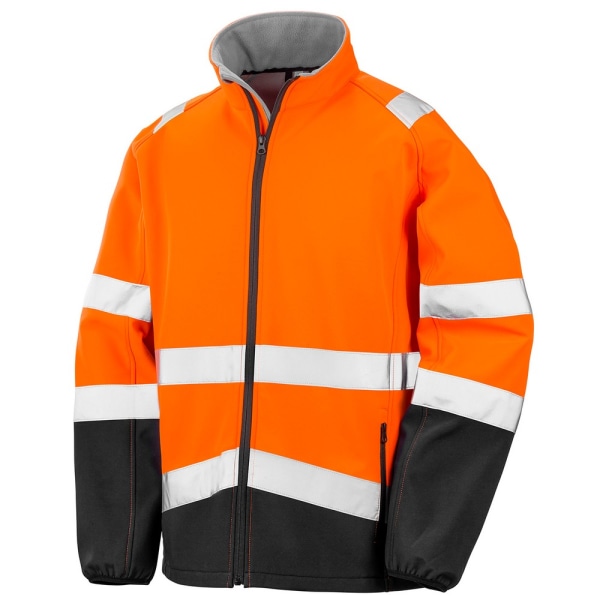 SAFE-GUARD by Result Utskrivbar säkerhetsjacka med mjuk skal för män S Fluorescent Orange/Black S