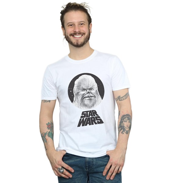 Star Wars Chewbacca Sketch T-shirt för män, 4XL, vit White 4XL