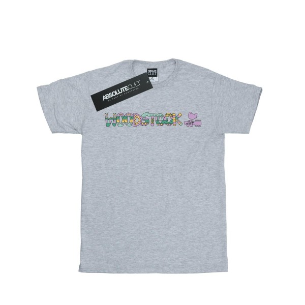 Woodstock Dam/Dam Aztec logotyp bomull Pojkvän T-shirt S S Sports Grey S