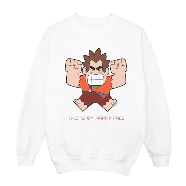 Disney Girls Wreck It Ralph Happy Face Sweatshirt 9-11 år Vit White 9-11 Years