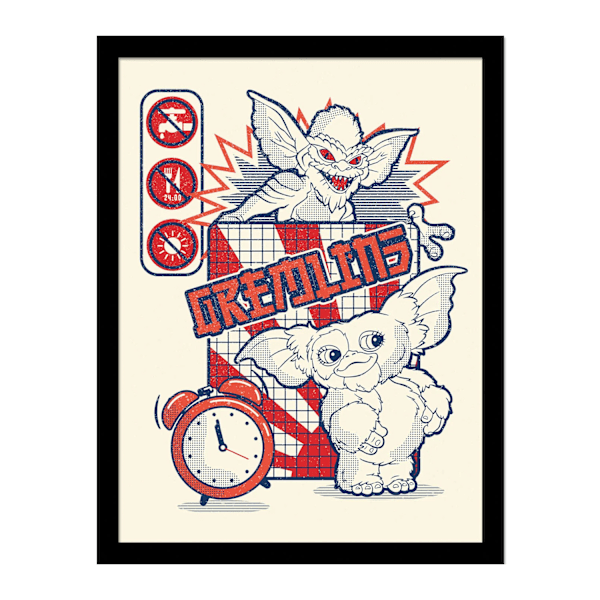 Gremlins regler inramad poster 40cm x 30cm vit/röd White/Red 40cm x 30cm