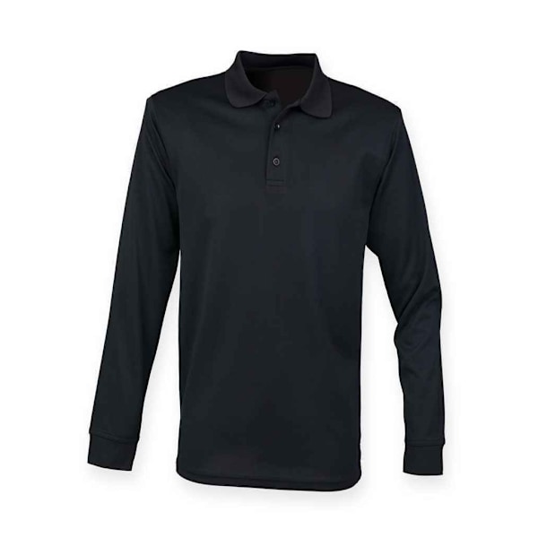 Henbury Unisex Långärmad Coolplus Piqué Poloskjorta XS B Black XS