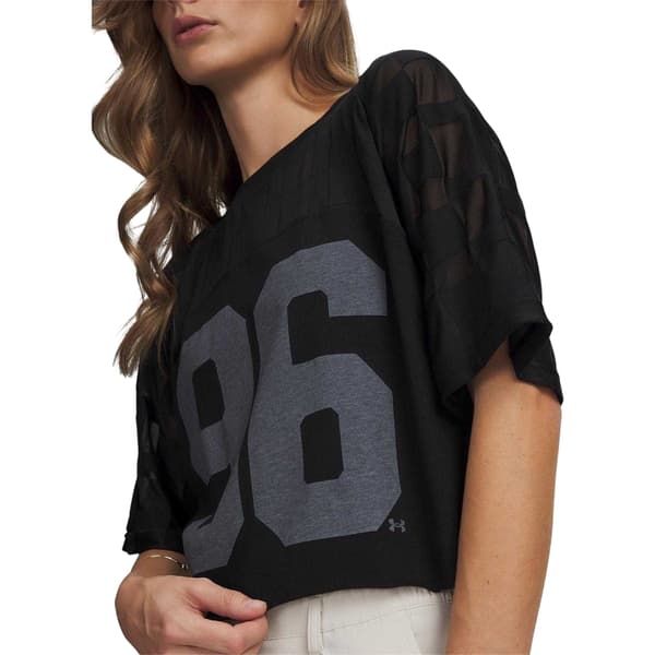 Under Armour Dam Burnout 96 Rutig Regular Crop T-shirt Black/White 12 UK