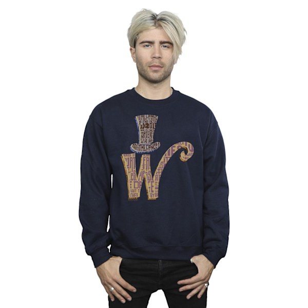 Willy Wonka Herr W Logo Hat Sweatshirt 3XL Marinblå Navy Blue 3XL