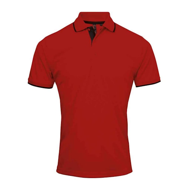 Premier Mens Coolchecker Contrast Pique Polo Shirt 3XL Röd/Svart Red/Black 3XL