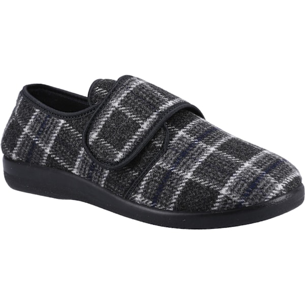 GBS Med Mens Gerald Classic Checked Slippers 10 UK Svart Black 10 UK