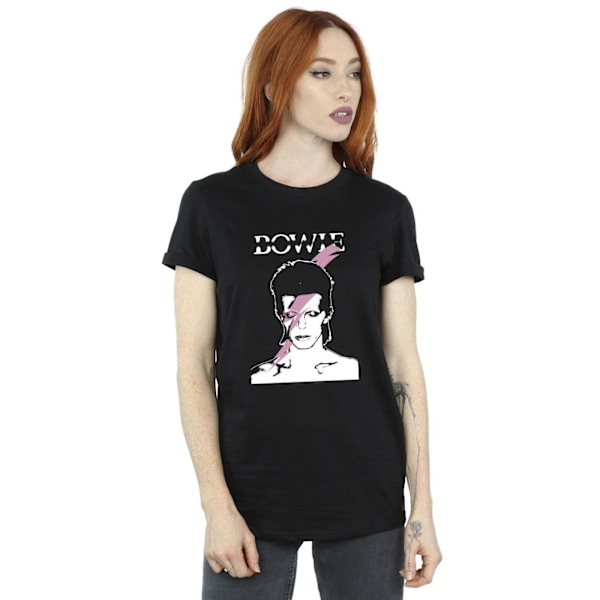 David Bowie Dam/Kvinnor Rosa Flash Bomull Pojkvän T-shirt M Black M