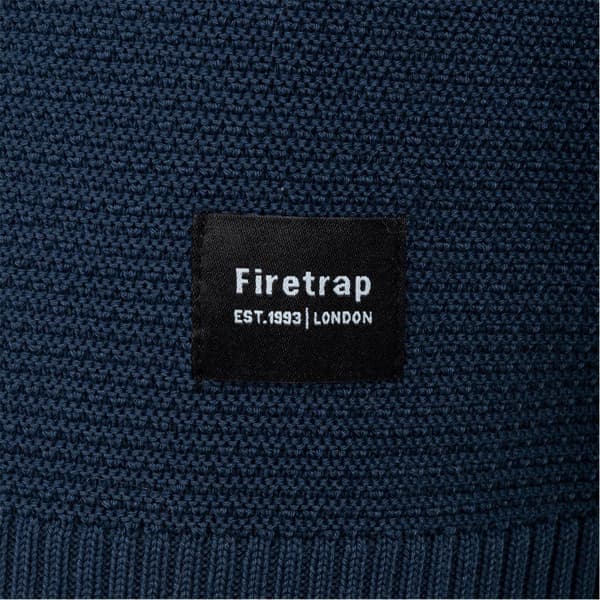 Firetrap Herr Stickad Tröja med Rund Hals S Marinblå Navy S