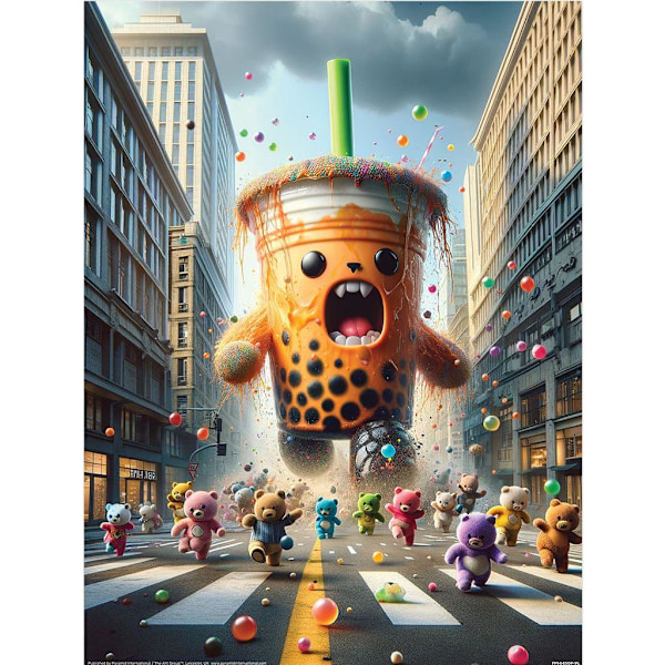 Ada Ingram Kaiju Bubble Tea Print 40cm x 30cm x 0.2cm Multicolo Multicoloured 40cm x 30cm x 0.2cm