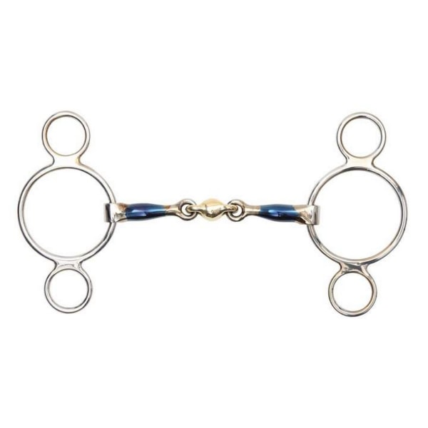 Shires Sweet Iron Lozenge Horse 2 Ring Gag Bit 4.5in Blue Blue 4.5in