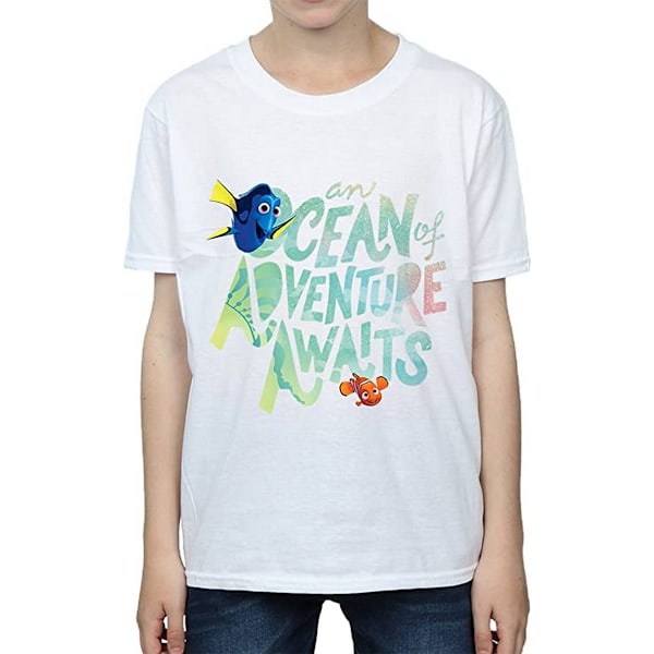 Finding Dory Boys Ocean Adventure Bomull T-shirt 7-8 år Vit White 7-8 Years
