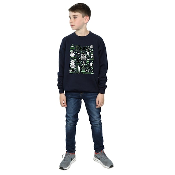 Elf Boys Infographic Poster Sweatshirt 7-8 år Marinblå Navy Blue 7-8 Years