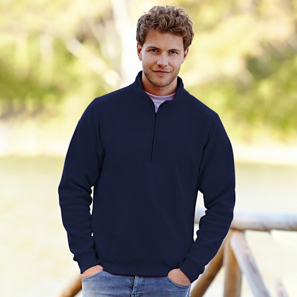 Fruit Of The Loom Premium 70/30 Zip Neck Sweatshirt 2XL De Deep Navy 2XL