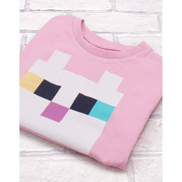 Minecraft Girls Cat Twisted Knot Front T-shirt 9-10 Years Pink/ Pink/White 9-10 Years