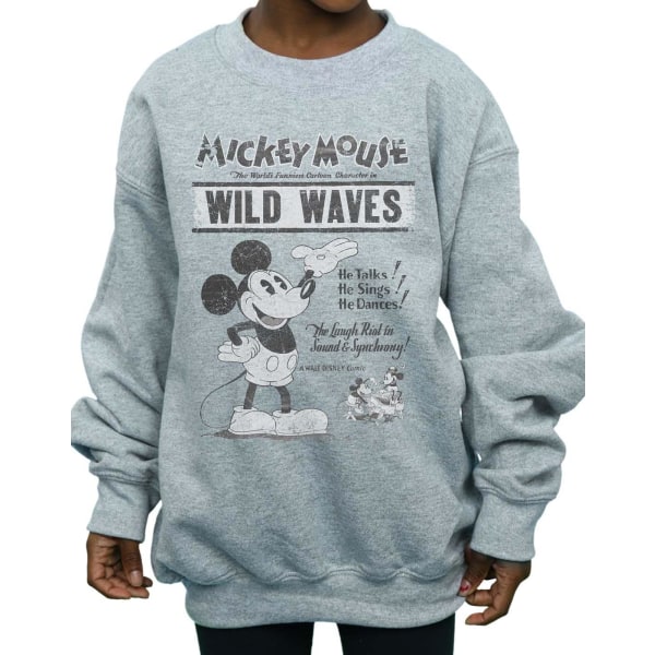 Disney Girls Musse Pigg gör vågor Sweatshirt 9-11 Years Sp Sports Grey 9-11 Years