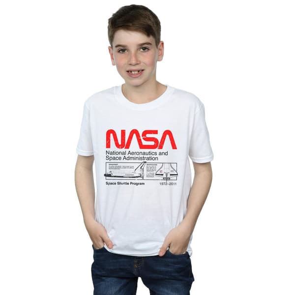 NASA Boys Classic Space Shuttle T-Shirt 7-8 år Vit White 7-8 Years