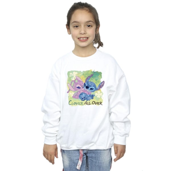 Disney Girls Lilo And Stitch St Patrick´s Day Clover Sweatshirt White 9-11 Years