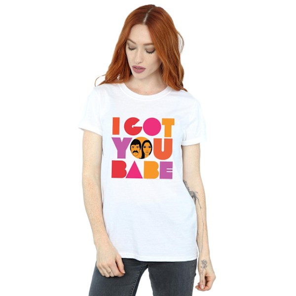 Sonny & Cher Dam/Damer I Got You Bomull Boyfriend T-Shirt 5 White 5XL