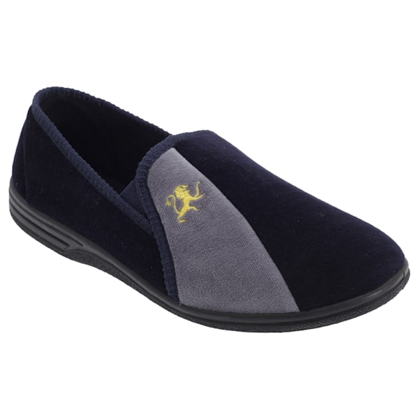 Zedzzz herr Aaron tvillingkil slipper i velour 8 UK marinblå/grå Navy Blue/Grey 8 UK