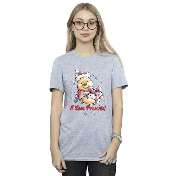 Disney Dam/Damer Winnie The Pooh Love Presents Bomull Boyfriend T-Shirt Sports Grey 3XL