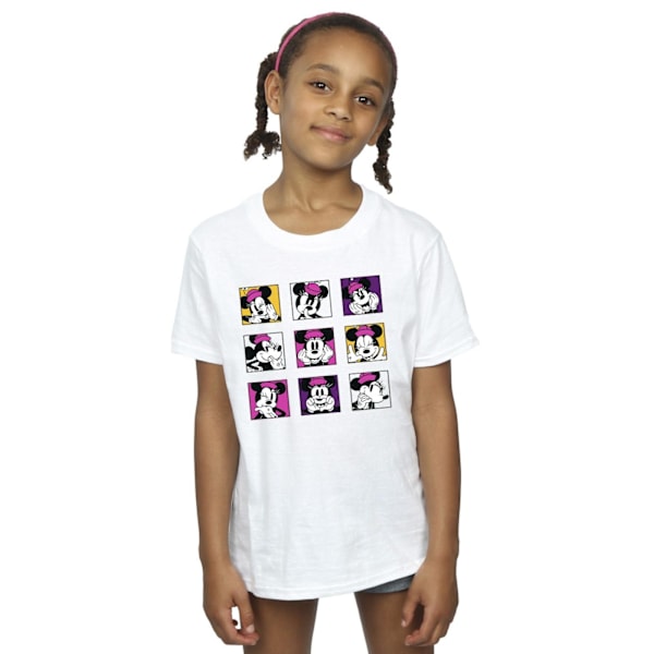 Disney Girls Minnie Mouse Squares Bomull T-shirt 7-8 år Vit White 7-8 Years