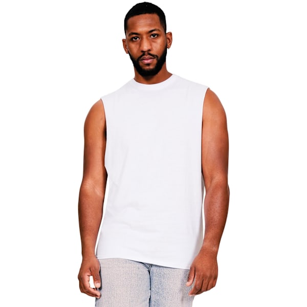 Casual Classics Mens Core Ringspun Cotton Raw Edge Tall Tank To White S