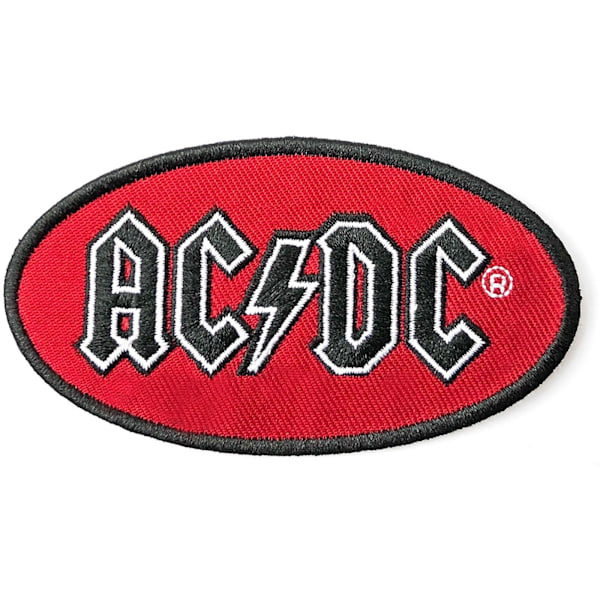 AC/DC-logotyp Oval Iron On Patch One Size Röd/Svart/Vit Red/Black/White One Size