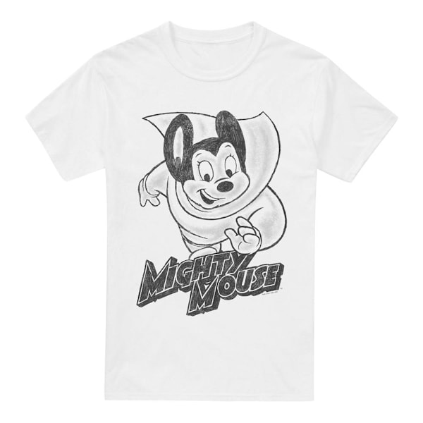 Mighty Mouse Herr Mighty Sketch T-Shirt 4XL Vit White 4XL