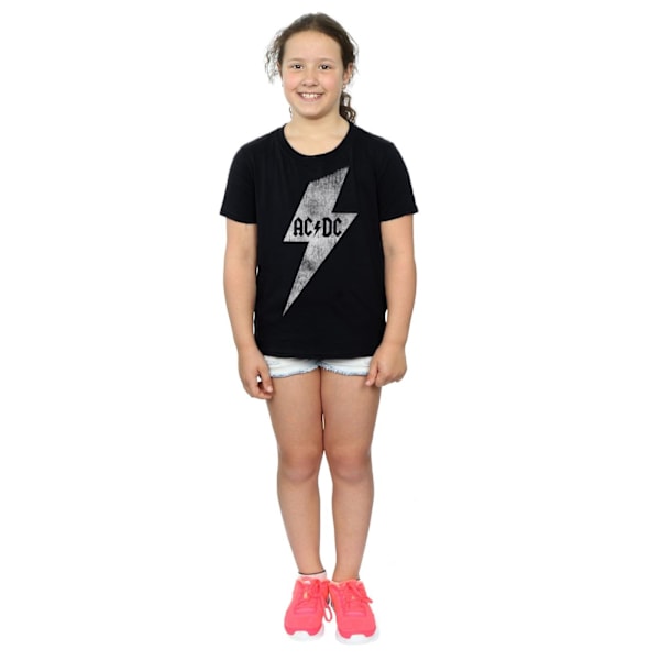 AC/DC Girls Lightning Bolt Bomull T-shirt 12-13 år Svart Black 12-13 Years