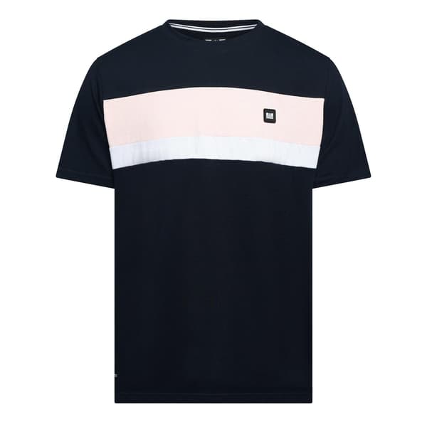 Weekend Offender Herr Crossword Chest Stripe Regular T-Shirt L Navy/Pale Blush/White L