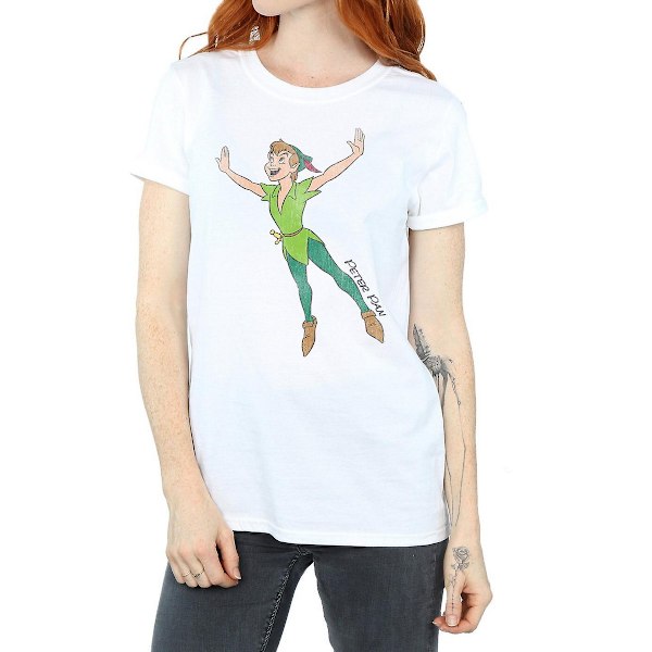 Peter Pan Dam/Damer Klassisk Flygande Bomull Boyfriend T-shirt White M