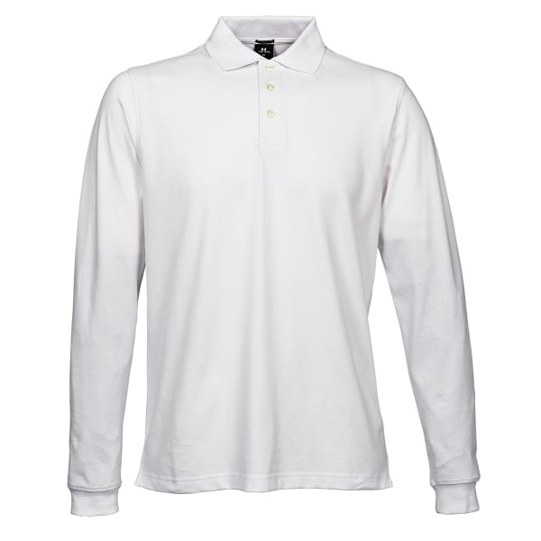 Tee Jays Herr Luxury Stretch Långärmad Polotröja 3XL Vit White 3XL