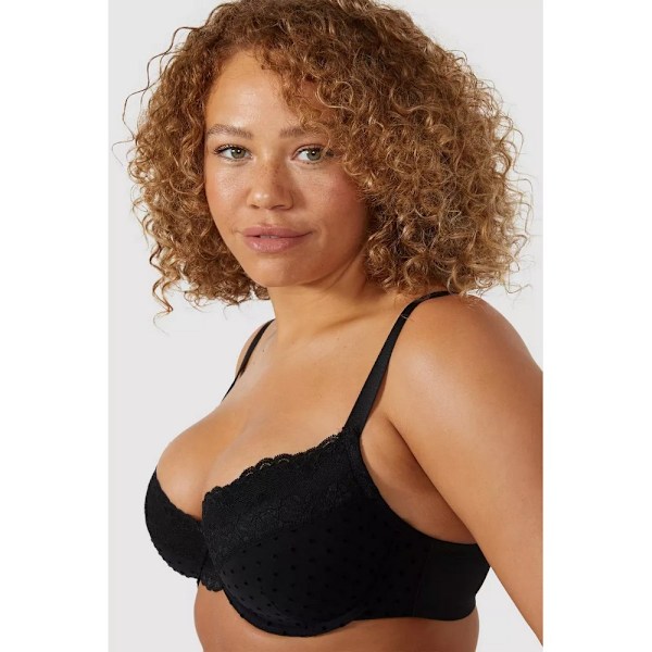 Vacker T-shirt-behå för damer/kvinnor (2-pack) 32DD svart/vit Black/White 32DD