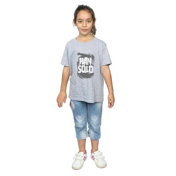 Star Wars Girls Han Solo Text Bomull T-shirt 7-8 år Sport Grå Sports Grey 7-8 Years