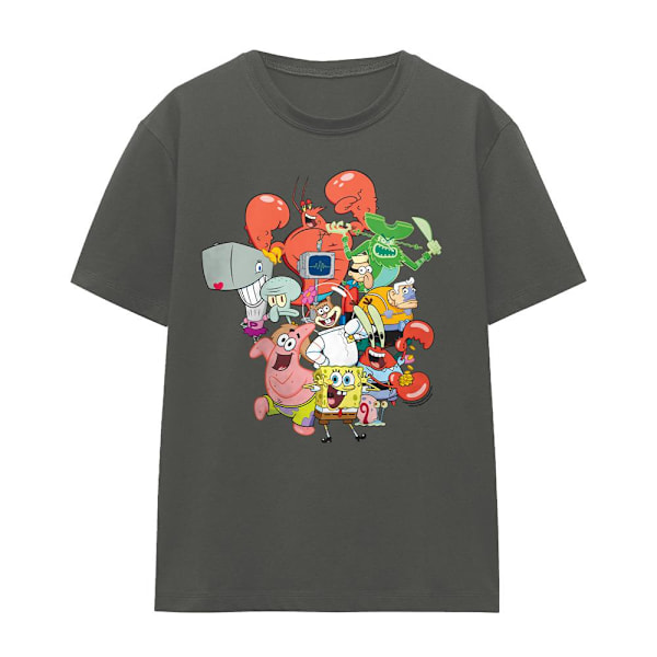 SvampBob Fyrkant Unisex Vuxen Hela Gänget T-Shirt M Cha Charcoal M