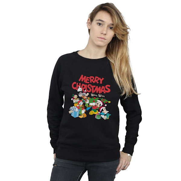 Disney Womens/Ladies Mickey And Friends Winter Wishes Sweatshirt Black L
