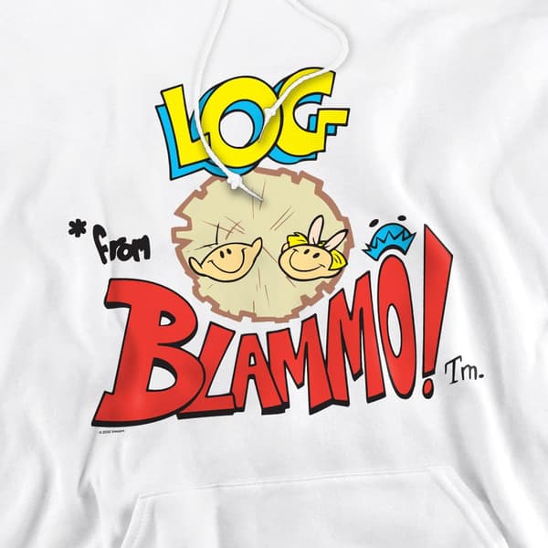 Ren & Stimpy Herr Log From Blamo Hoodie M Vit White M