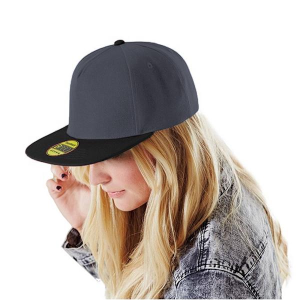 Beechfield Unisex Original Flat Peak Snapback Cap (2-pack) O Graphite Grey/Black One Size