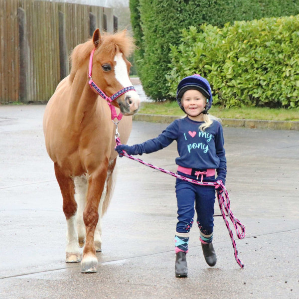 Little Rider I Love My Pony Collection Horse Headcollar och Lea Navy/Pink/Teal Full