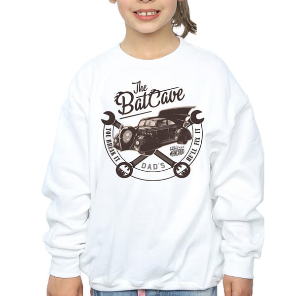 Batman Flickor The Batcave Bil Sweatshirt 12-13 År Vit White 12-13 Years