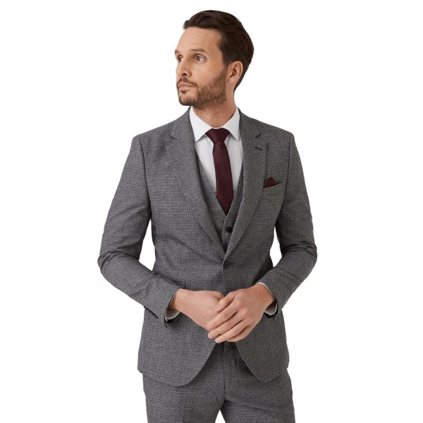 Burton Mens Grid Rutig Skinny Suit Jacka 38R Grå Grey 38R