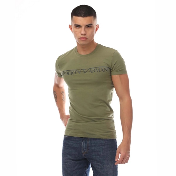 Emporio Armani Herr T-shirt med Rund Hals S Grön Green S