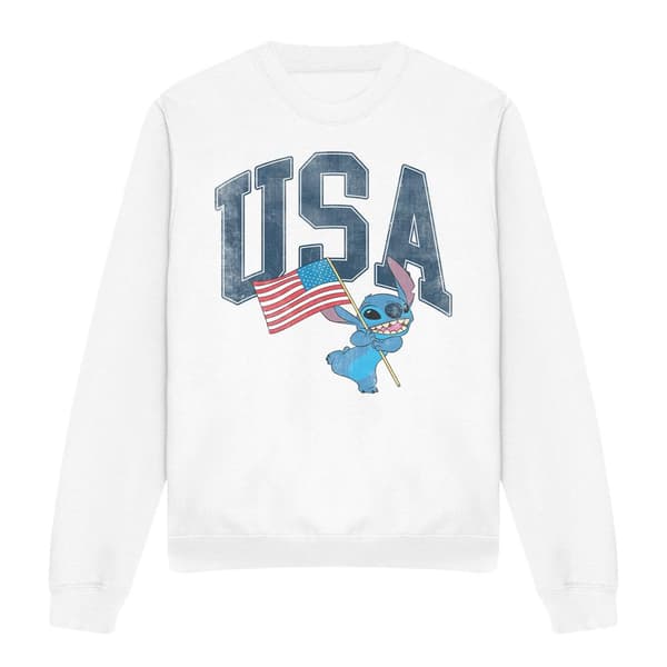 Lilo & Stitch Unisex Vuxen USA Sweatshirt M Vit White M