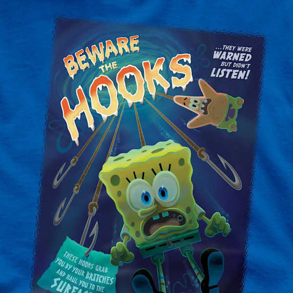 SvampBob Fyrkant Herr Beware The Hooks T-Shirt L Royal Blu Royal Blue L