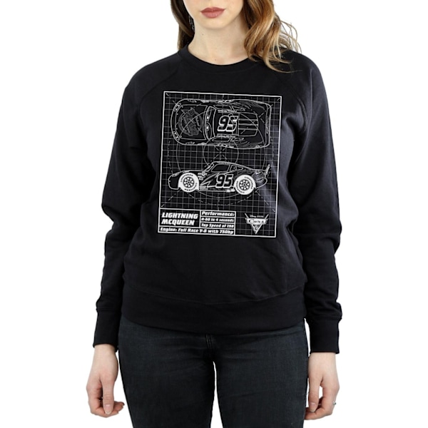 Disney Dam/Kvinnor Bilar Blixten McQueen Blueprint Sweatshirt Black M