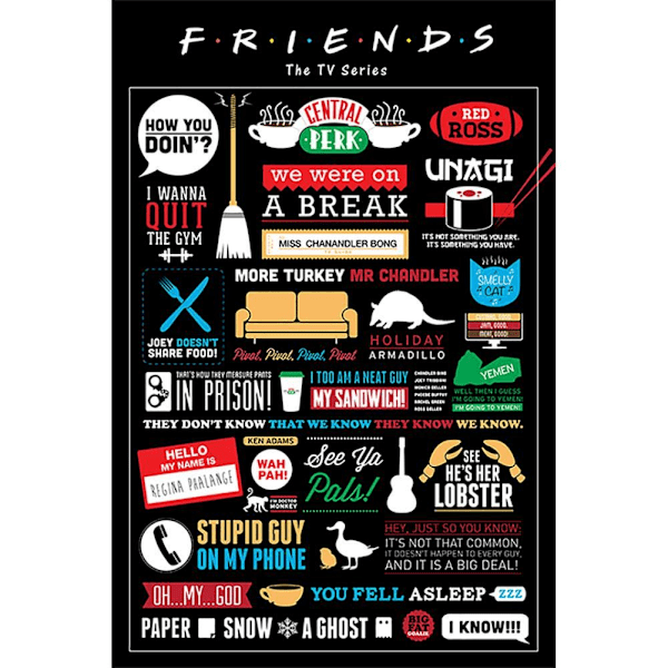 Friends Infografisk Poster 61cm x 91.5cm Flerfärgad Multicoloured 61cm x 91.5cm
