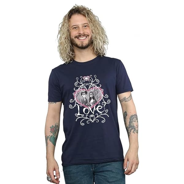 Corpse Bride Herr Love Heart Frame Bomulls T-shirt L Marinblå Navy Blue L