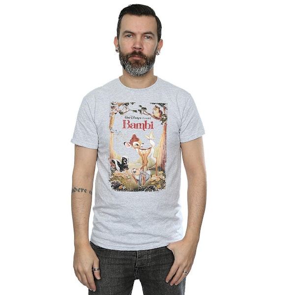 Bambi Retro Poster T-shirt för män S Sports Grey Sports Grey S
