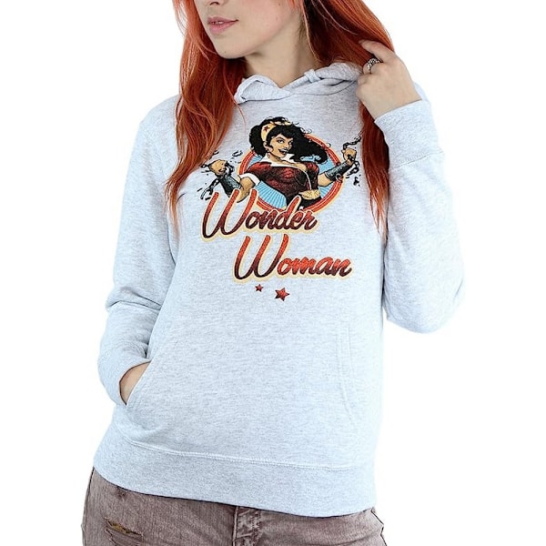 Wonder Woman Dam/Kvinnor Badge Hoodie L Heather Grey Heather Grey L