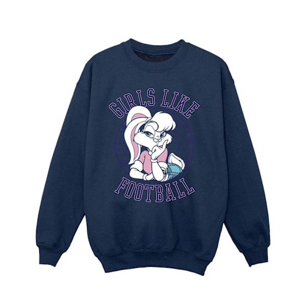 Looney Tunes Girls Lola Bunny Girls Like Football Sweatshirt 5- Navy Blue 5-6 Years